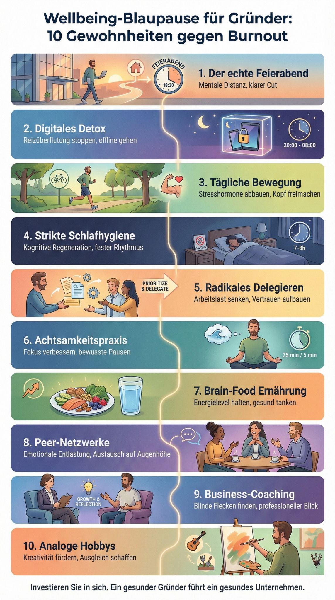 Wellbeing Gewohnheiten für Gründer