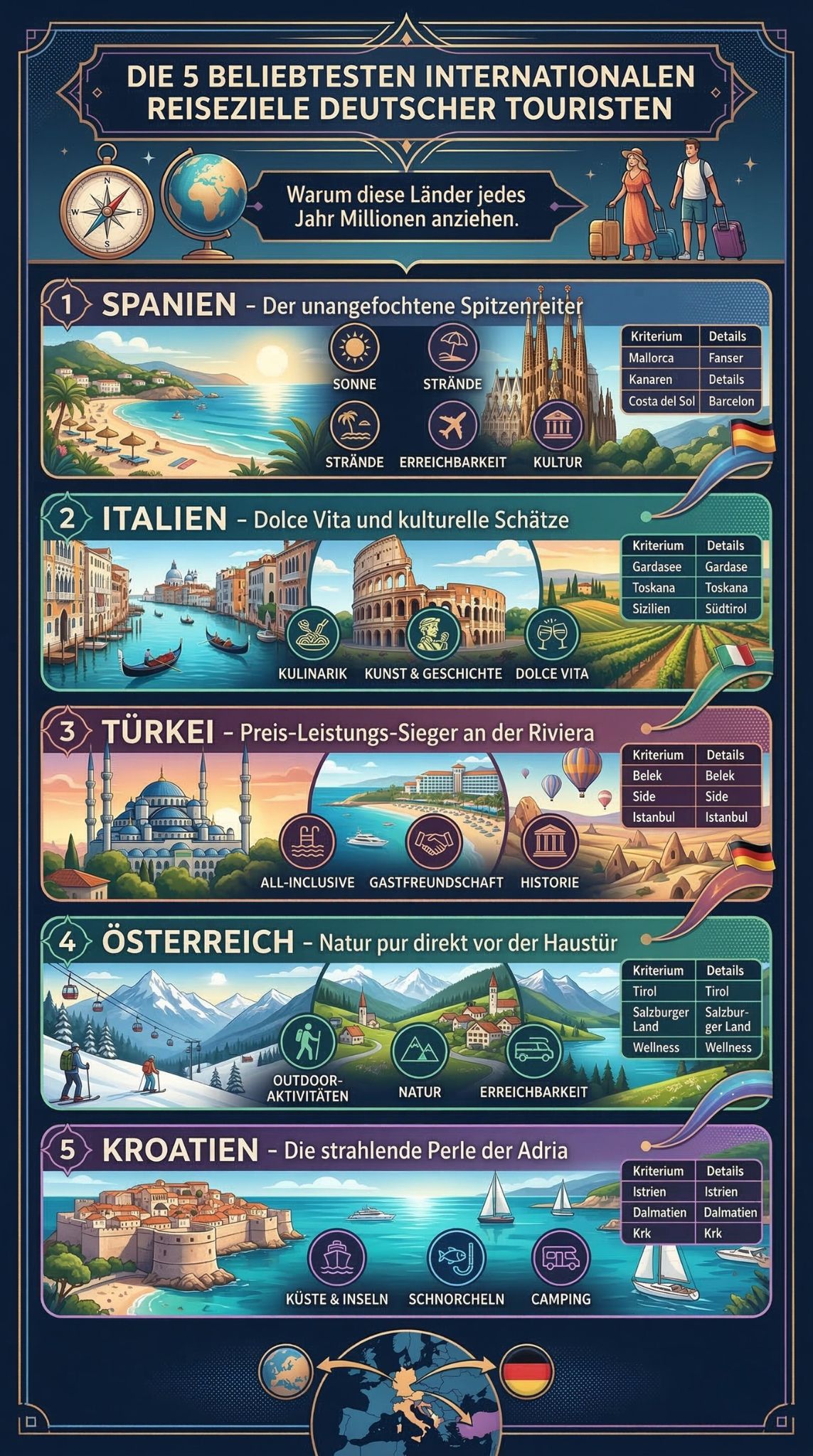 beliebteste internationale Reiseziele deutscher Touristen