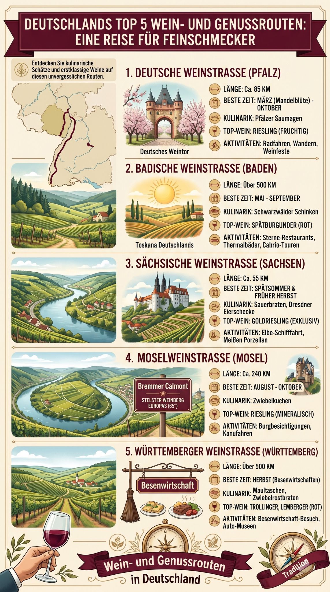 Wein- und Genussrouten in Deutschland