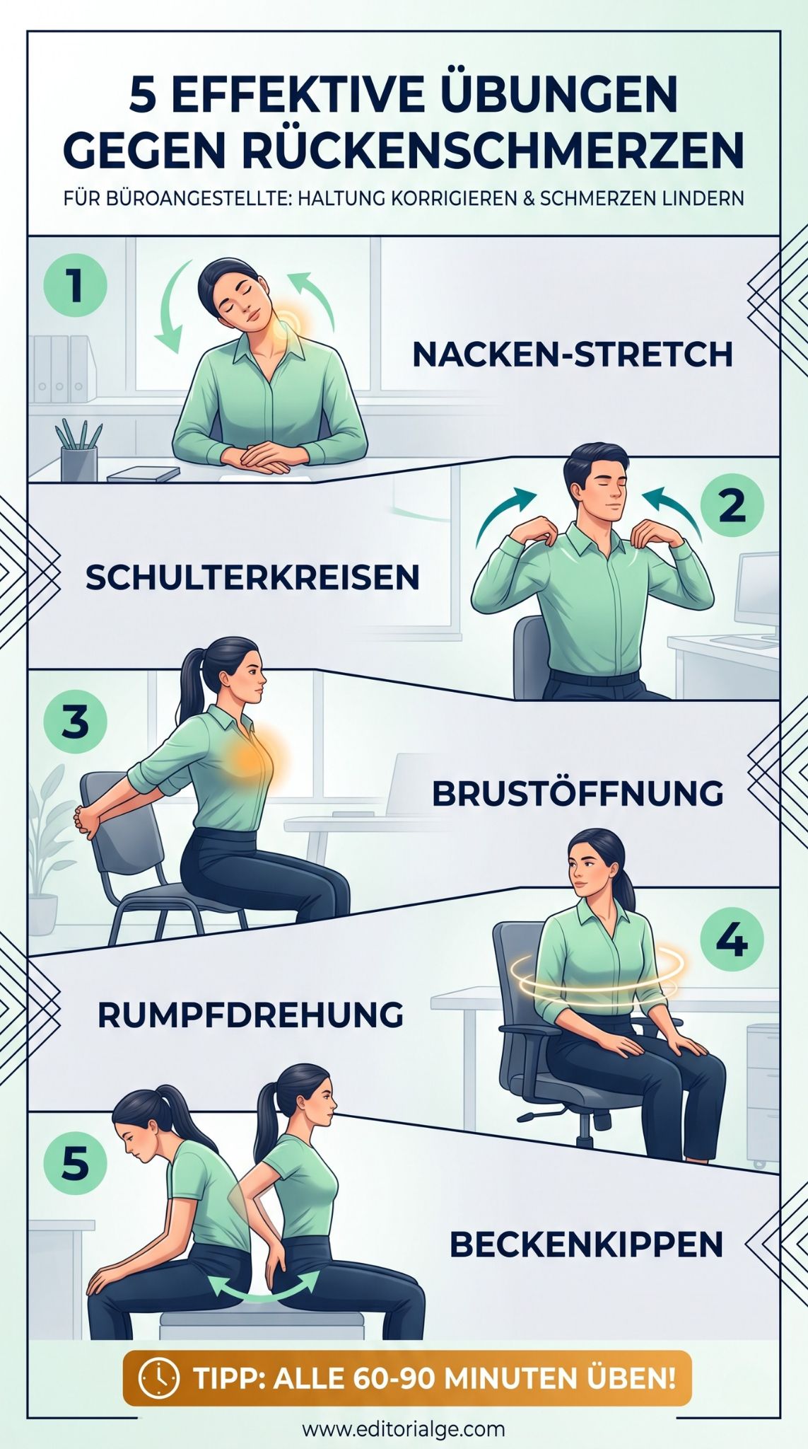 Schreibtisch Übungen gegen Rückenschmerzen