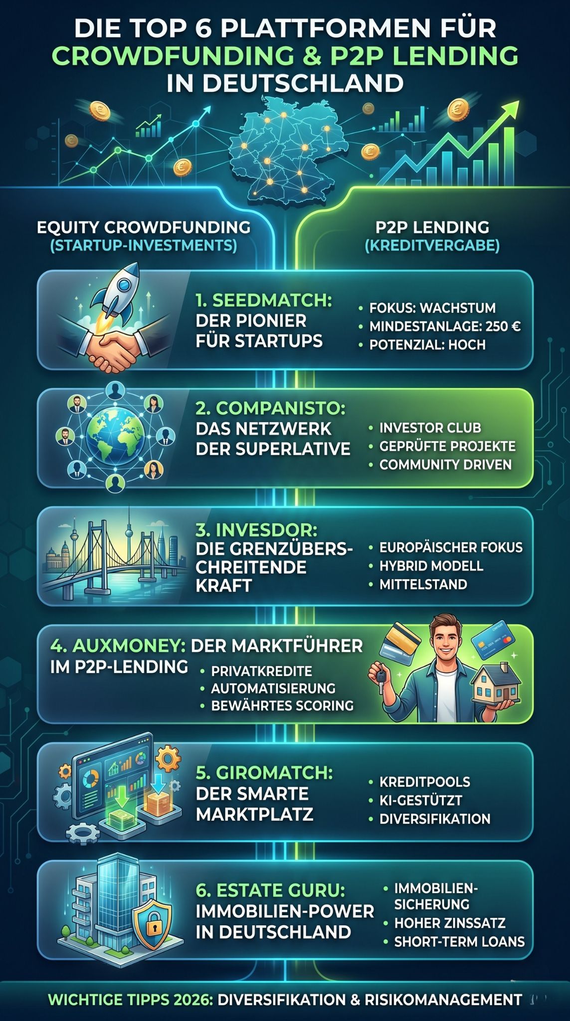 Equity Crowdfunding und P2P Lending Plattformen in Deutschland