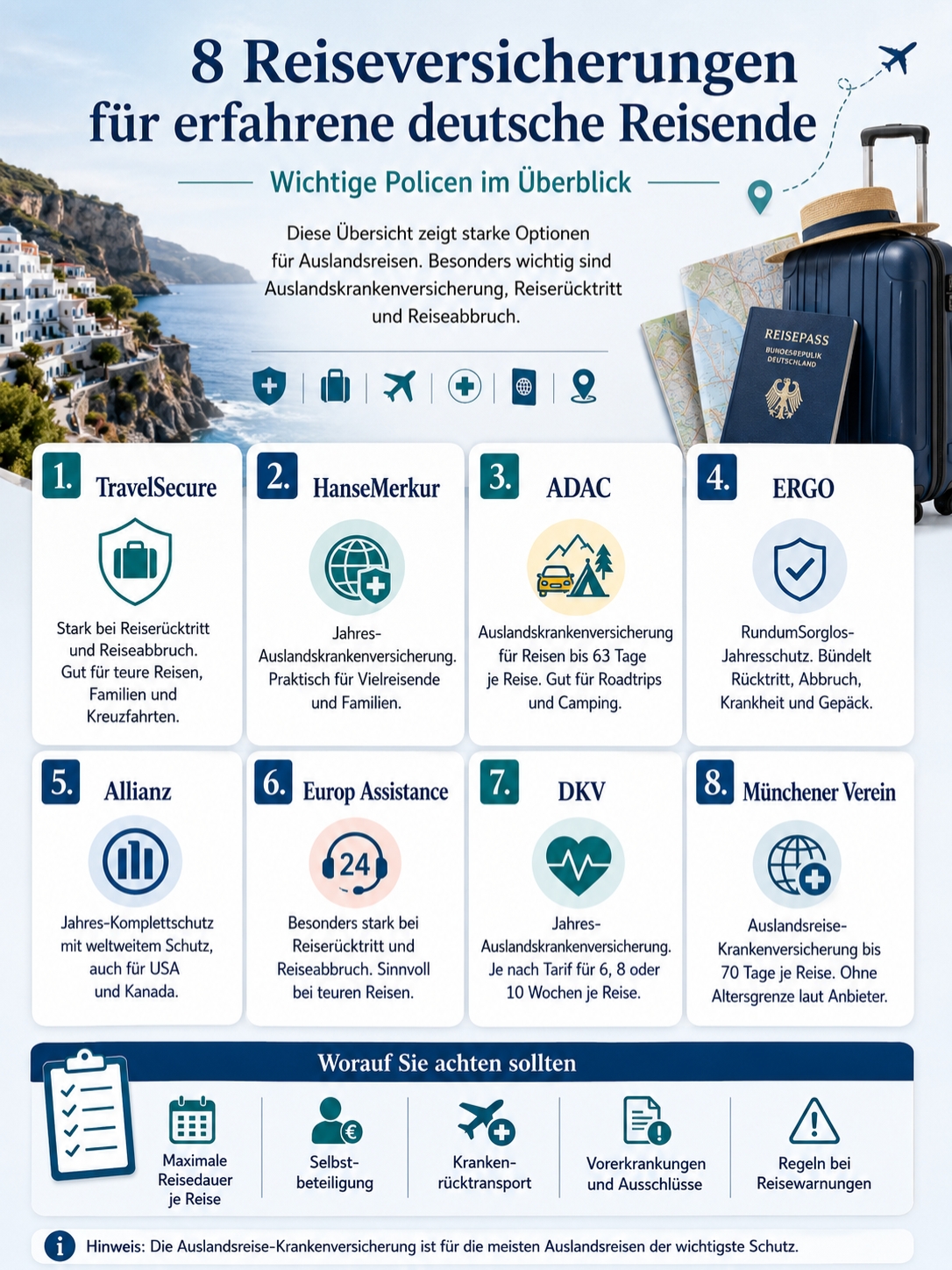 Reiseversicherungen für erfahrene deutsche Reisende
